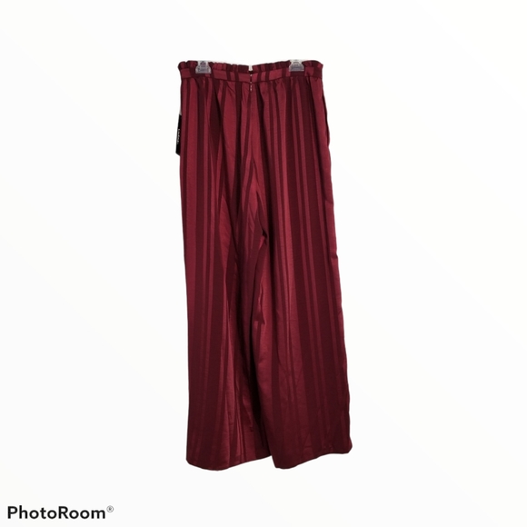 Lulu's Two Step Burgundy Striped Wide Leg Pants - Picture 4 of 13